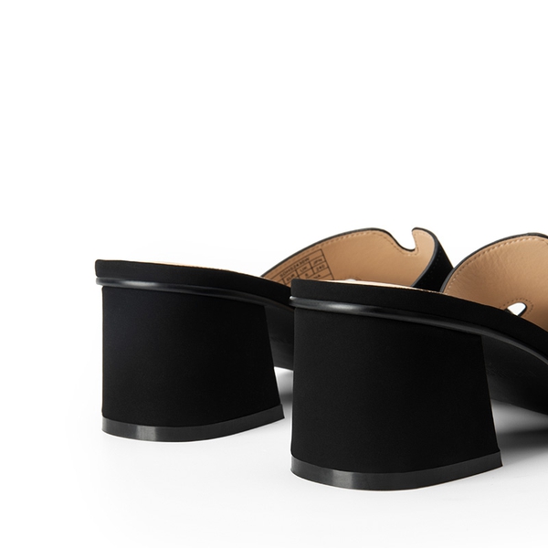 Square Toe Cut Out Sandals - BLACK-NUBUCK - 6